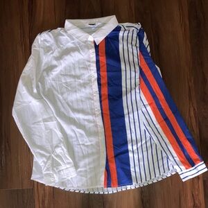 Stylish Unisex White and Blue Striped Shirt